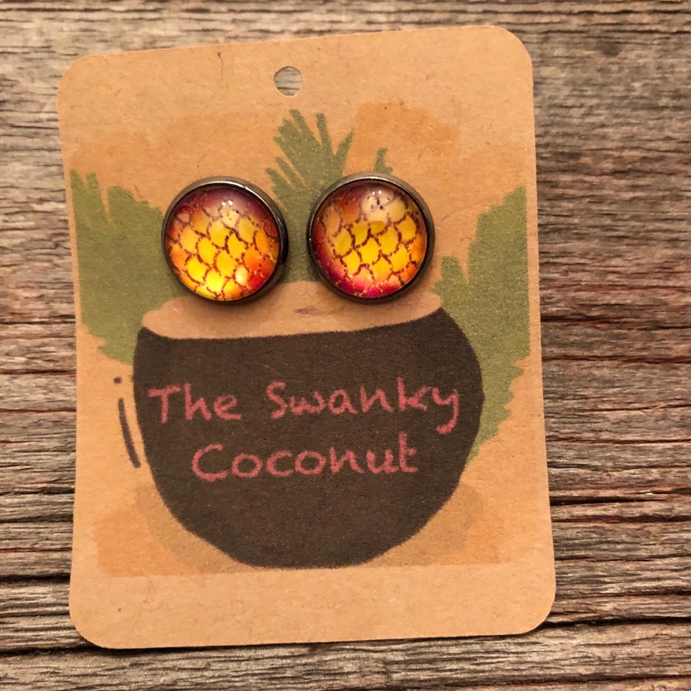 The Swanky Coconut Mermaid Stud Earrings in Amber 12mm
